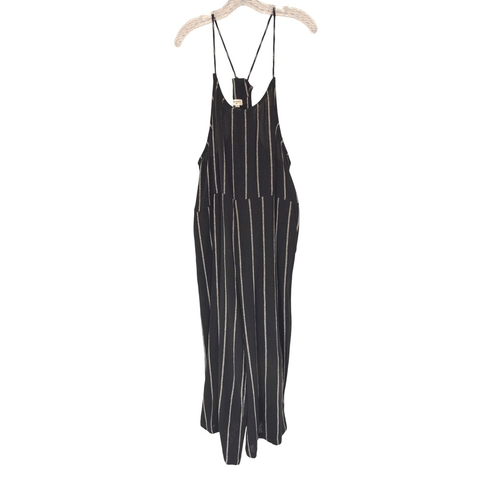 World Market Jumpsuit Black White Relaxed Lightweight Lagenlook Sleeveless L/XL
